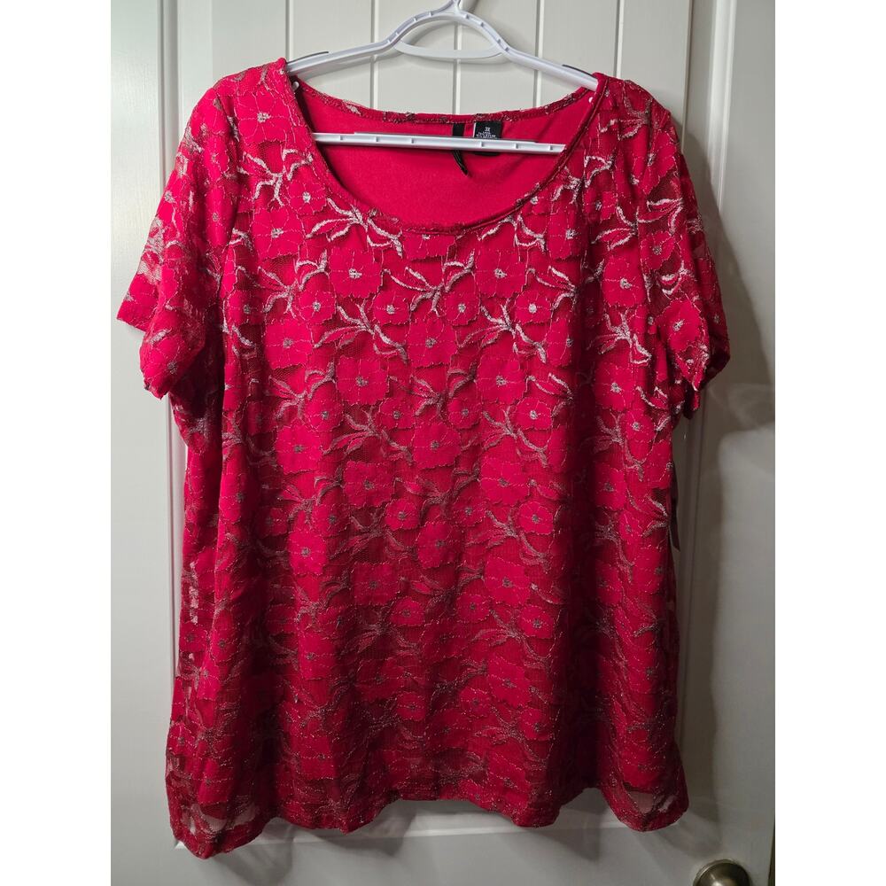 New Directions Short Sleeve with Metallic Threading Size 3X NWT